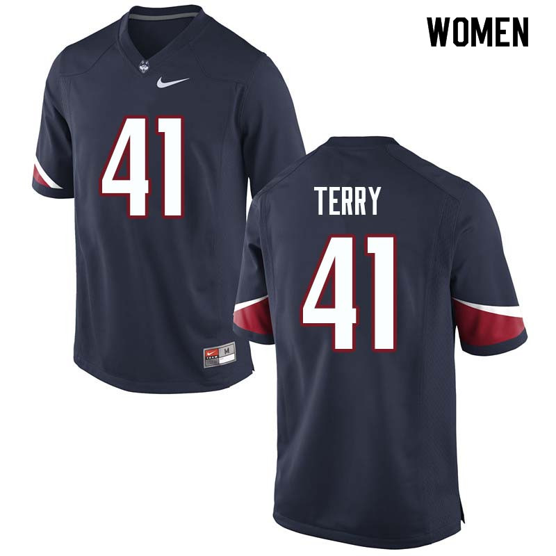 Women #41 Marshe Terry Uconn Huskies College Football Jerseys Sale-Navy